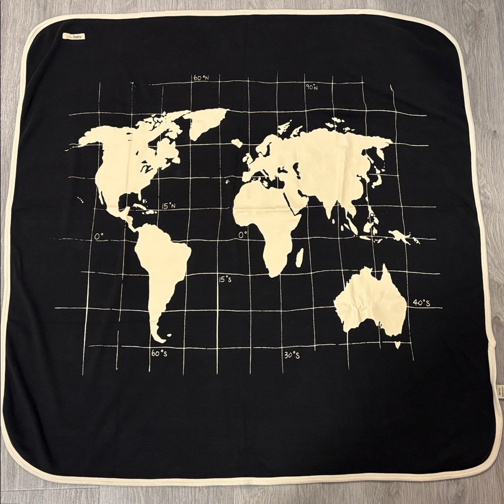 Lovedbaby Organic Cotton Swaddling Blanket black with world design- baby unisex